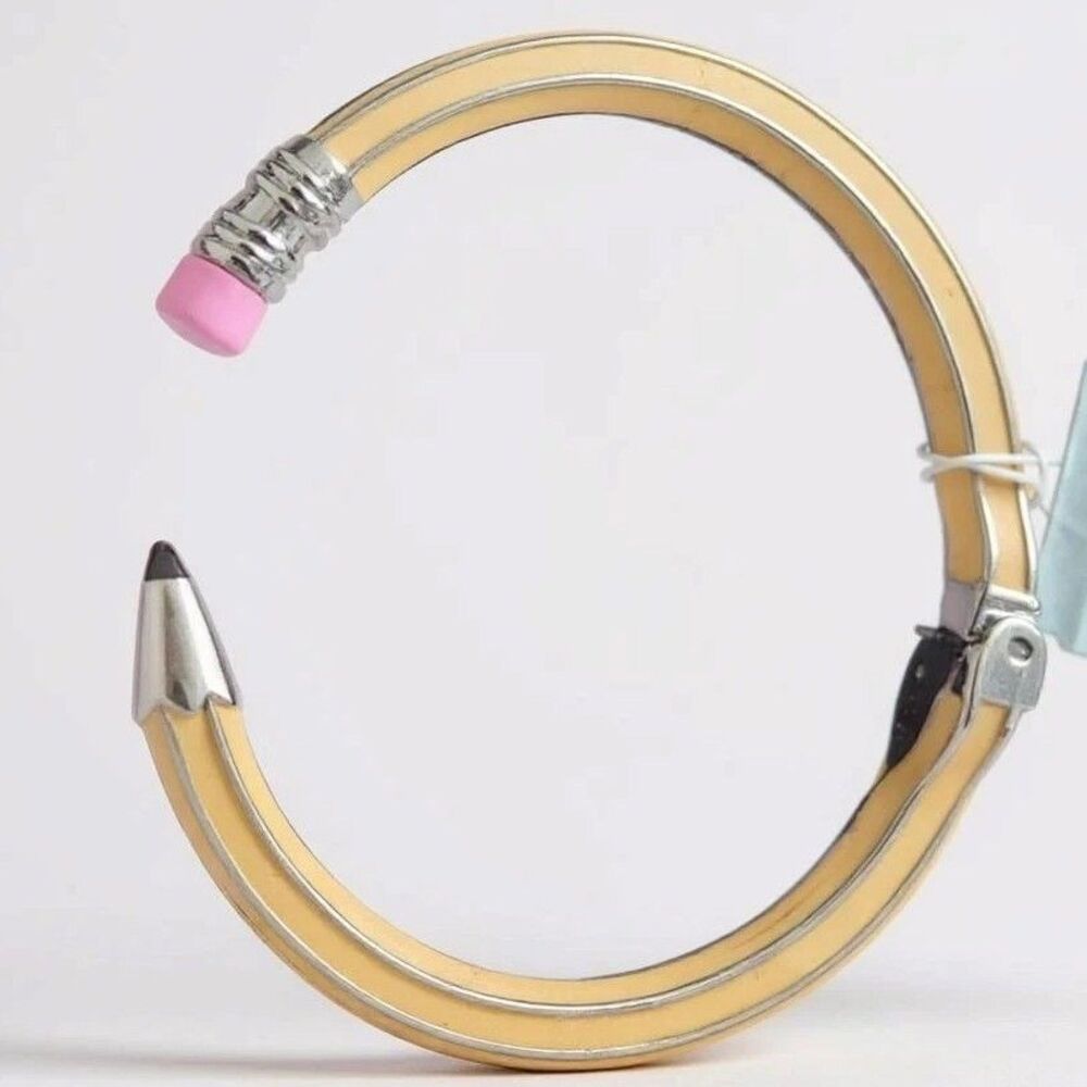 Betsey Johnson Back-to-School Yellow Pencil Bangle Teacher Gift NEW w/ Tag $58